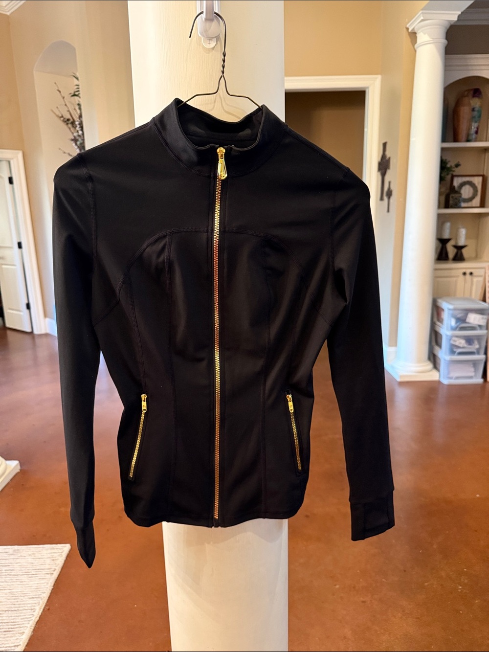 Fitted Black Jacket with Gold Zippers